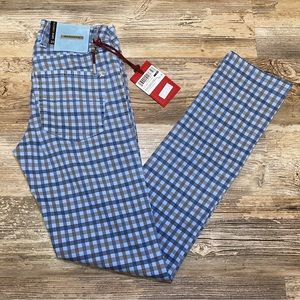 Tramarossa Pants Denim Cotton Stretch Pants Gingham Check Pattern Size 29x32